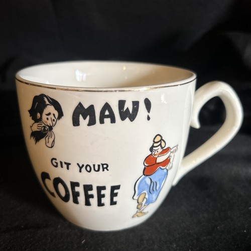 vintage Maw Git Your Coffee Mug Hillbilly Dogpatch large 16 oz 1950’s Graphic