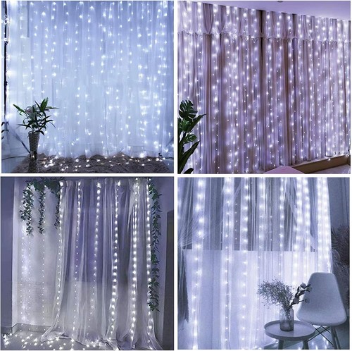 300 LED Curtain Fairy Lights String Indoor Outdoor Backdrop Xmas Party Wedding - Picture 4 of 19