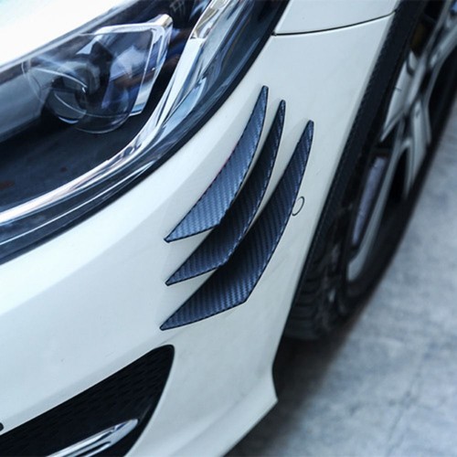 Black Front Bumper Fin Sticker Canard Car Spoiler Splitter Carbon Fiber ...