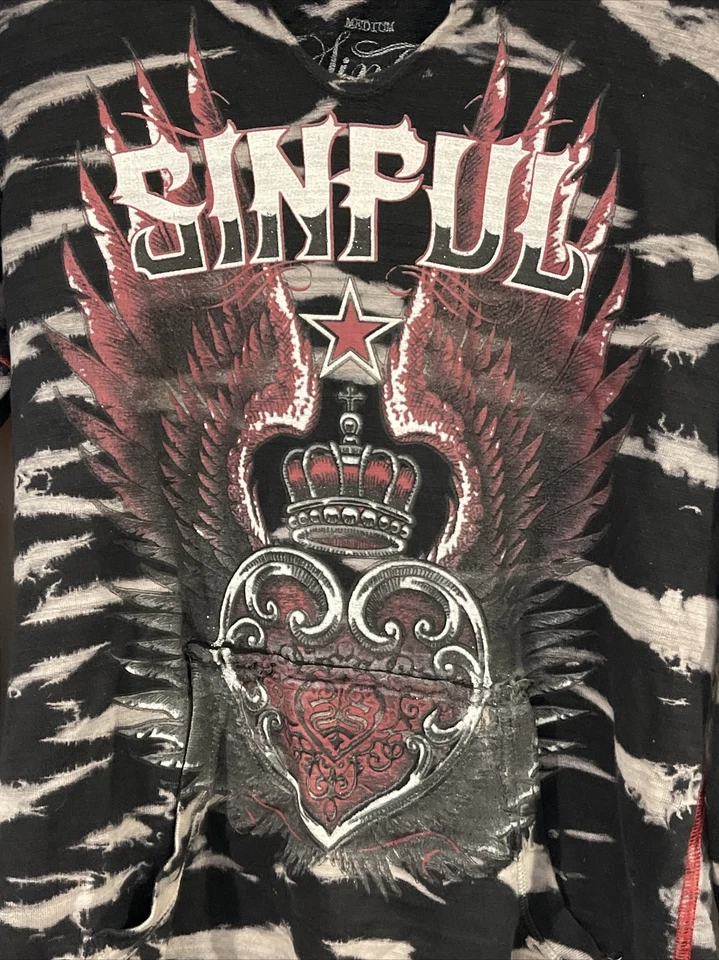 Sudadera con Capucha Sinful Affliction Para Mujer Mediana Cremallera Alrededor Capucha Corazón Corona Alas Y2K Foto 4 de 4