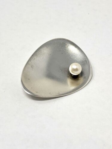 Vintage Frances Holmes Boothby Sterling Silver Modernist Shell FHB Brooch Pin - Picture 4 of 7