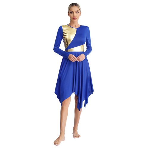 Women Liturgical Praise Dance Dress Metallic Color Block Worship Tunic AU - Picture 8 of 50