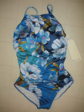 GOTTEX Multicolor Bella Rosa Floral 1 Pc High Neck Style Swimsuit Sz 12 NWT