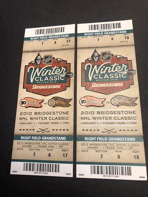 (LOT of 2) 2010 Bruins Flyers @ Fenway Park Winter Classic Ticket (Test-No Gate)