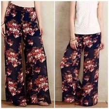 Elevenses Wide Leg Floral High Waisted Pant Size Small