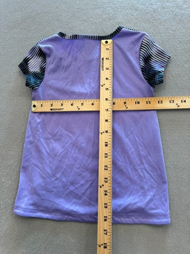 Adidas Activewear T Shirt Kids Girl's 6 Purple Print Short Sleeve Logo Tee - Bild 4 von 4