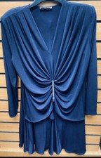 After Dark Navy evening /cocktail dress With Crystal Front Detail. size 16. Used