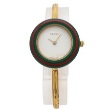 GUCCI Change Bezel White Dial GP Ladies QZ Quartz Watch 1100 L Used