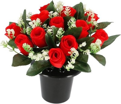 Rote Rose Zigeuner Weihnachtsblumen Grab Crem Friedhof Gedenktopf Einsatz Vase Xmas
