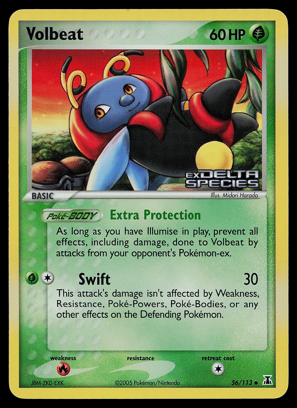 Pokemon Card - Volbeat Delta Species 56/113 Reverse Holo Stamped