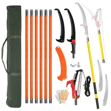 Manual Pole Saw Extendable Tree Pruner 6.5-26 ft Fiberglass Pole Scissors