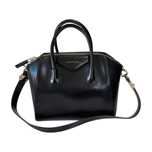 Auth GIVENCHY Antigona Small Black Leather Satchel Handbag Shoulder 2Way Bag