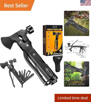 Durable 14-in-1 Camping Multitool Axe with Nylon Sheath - Perfect for Any Task