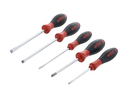 Wiha 5 Piece SoftFinish Slotted and Phillips Screwdriver Set 30277