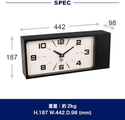 Dulton Double-Sided Face Clock Rectangle Magnet Type gray H21-0362