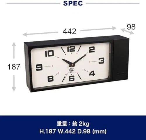 Dulton Double-Sided Face Clock Rectangle Magnet Type Black or gray H21-0362 FS - Image 4 of 4