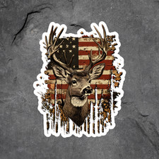 Deer sticker vinyl decal American flag buck hunting patriotic rustic