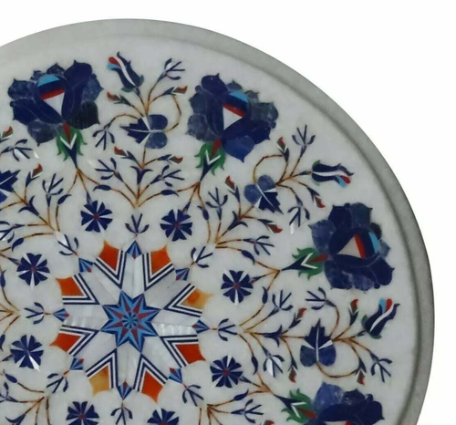 12 Zoll weiße Marmor-Ecktischplatte edel Pietra Dura handgefertigte... - Bild 2 von 8
