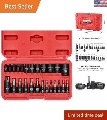 Durable 25-Piece Torx Bit and Socket Set - Ideal for Auto & Motorcycle Repairs