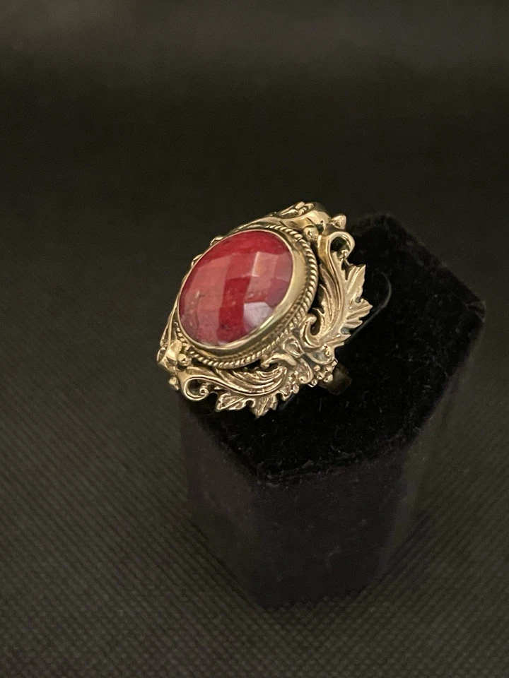 Anel Nicky Butler Índia rubi vermelho corindo bronze tamanho 9,5 usado - Imagem 3 de 4