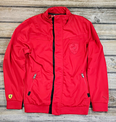 PUMA Ferrari Boys Track Jacket M Red Full Zip Long Sleeve Pockets
