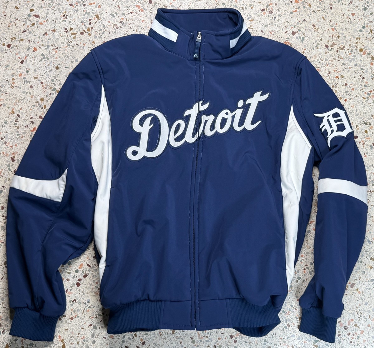 Majestics Detroit MLBジャケット Majestic Men's Detroit Tigers MLB Full Zip Warm Up Jacket Navy