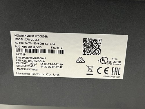 NEW Open Box Wisenet Hanwha Techwin XRN-2011A 4K Network Video Recorder (16TB) - Picture 4 of 18