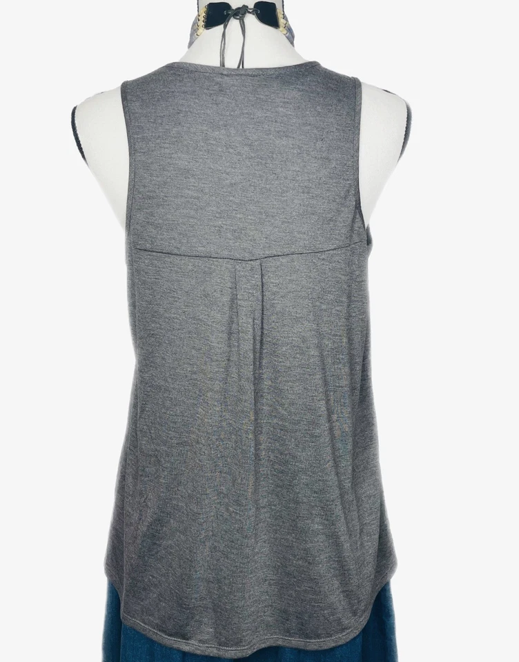 Camiseta sin mangas Natori para mujer gris jaspeado de encaje talla M nueva con etiquetas $68 Foto 3 de 4