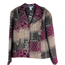 NEW Molly & Max purple tan tapestry zip jacket XL
