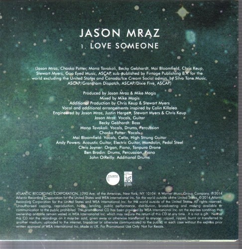 Jason Mraz Love Someone CDr Europe Atlantic 2014 promo CDR in card sleeve - Bild 2 von 2
