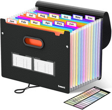 Upgraded Accordion File Organizer, Expanding File Folder with Deeper 12 Pockets