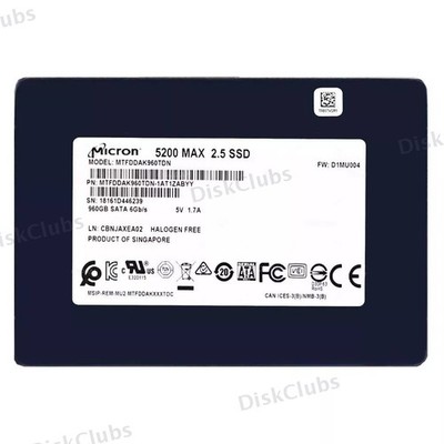 Micron 5200 MAX 960GB SSD 2.5'' 6Gbps SATA MTFDDAK960TDN-1AT1ZABYY 95%+ Health