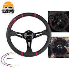 Universal 14 Deep Dish Racing Steering Wheel Leather Drifting Sport For 6 Bolts Universal 14 Deep Dish Racing Steering Wheel Leather Drifting Sport For 6 Bolts