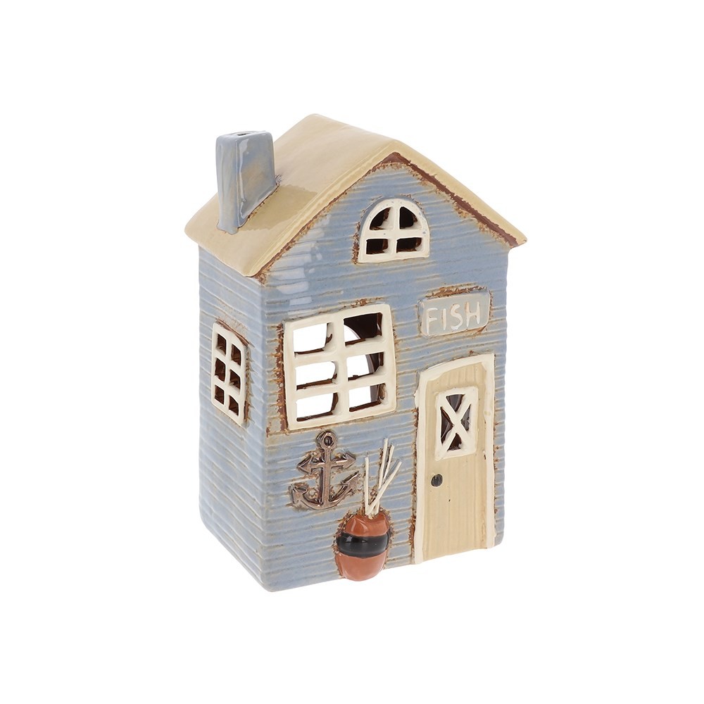 Village Pottery Pale Blue Beach House Tealight Holder JD350080 - Image 2