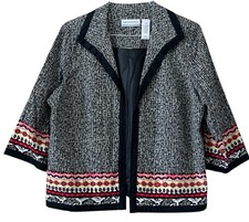 Alfred Dunner Petite Women s Open Front Blazer Jacket Size 14P Floral