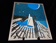 Pop  Art Mirror By Turner Design "Ship Return To Earth" Made In USA 1960 / 70's