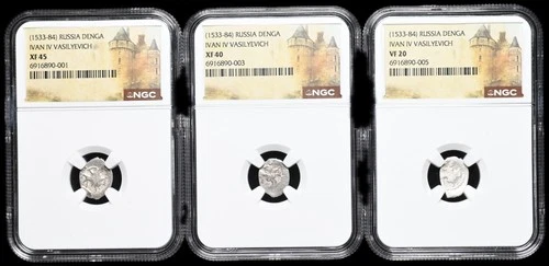 RUSSIA. Ivan IV "The Terrible", 1533-1584. Silver Kopek, NGC Certified Lot of 3