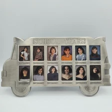 Melannco Pewter School Bus Picture Frame 12 Openings School Years Photo Holder
