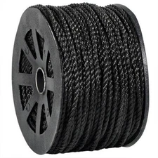 Black Twisted 1/4" Polypropylene Rope - 1,150 lb, Single Roll