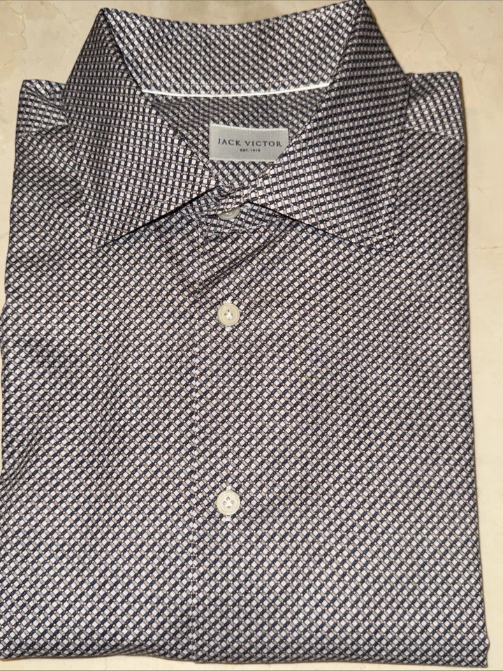 JACK VICTOR MENS GEOMETRIC PRINT COTTON DRESS SHIRT SIZE 2XL $248 - Imagem 2 de 4