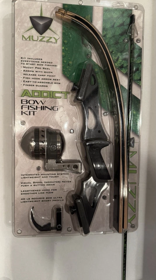 Kit de pesca con arco recurvo Muzzy modelo 7505, peso de dibujo de 40 lb (dispara a la derecha). ¡NUEVO!! Foto 2 de 3