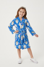 Disney Frozen Elsa Girls Fleece Robe size 7/8 Blue Plush Belted with pockets