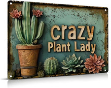 Vintage Garden Metal Sign Crazy Plant Lady Funny Gardening Tin Signs Rustic Farm