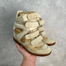 Authentic Isabel Marant Bekett Wedge Sneakers Beige Suede High Top EU 38