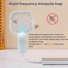 Cordless Rechargeable Bug Zapper Mosquito Insect Electric Fly Swatter Racket Bat