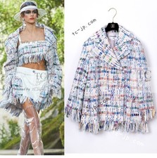 CHANEL 18S Ivory Multicolor Fantasy Tweed Jacket Coat Runway Karl Lagerfeld 38