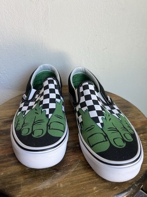 Brand New Vans Hulk Marvel Slip On Checkerboard Green Women s  9.5 / Men s 8