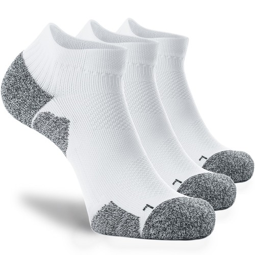 Unisex Cushioned Compression Athletic Ankle Socks Multipack, 3-pairs White, M...