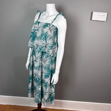 HD in Paris Sun Dress small Floral Green strappy tiered tropical layered boho