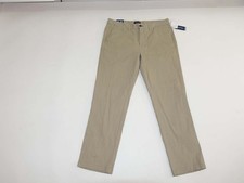 Nautica Men's Slim Fit Stretch Khaki Pants 34 x 30 NWT Beige Flat Front Chino